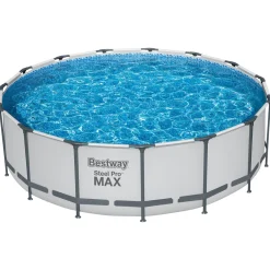 Bestway Frame Pool Steel Pro MAX™, mit Filterpumpe, Ø 457 x 122 cm, rund, hellgrau - B-Ware neuwertig