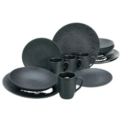 CREATABLE Geschirrset Schiefer Black, 16-teiliges Kombiservice - B-Ware sehr gut