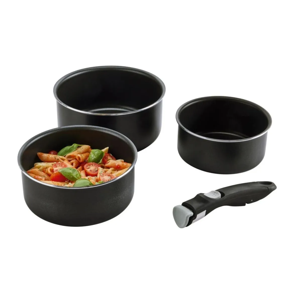 CRIVIT Aluminium-Kochgeschirr-Set 4-teilig, mit abnehmbarem Griff (Topfset) - B-Ware neuwertig