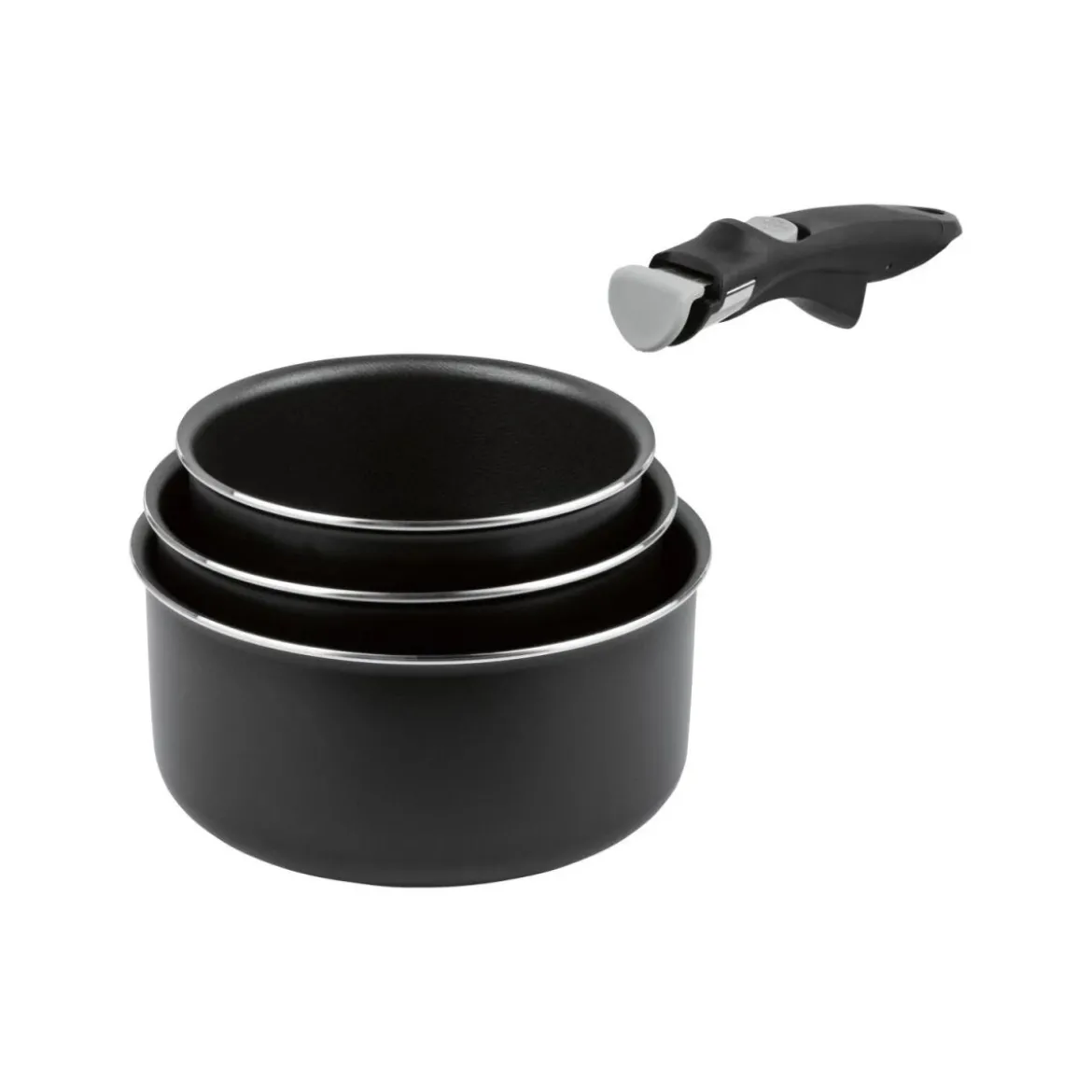 CRIVIT Aluminium-Kochgeschirr-Set 4-teilig, mit abnehmbarem Griff (Topfset) - B-Ware neuwertig