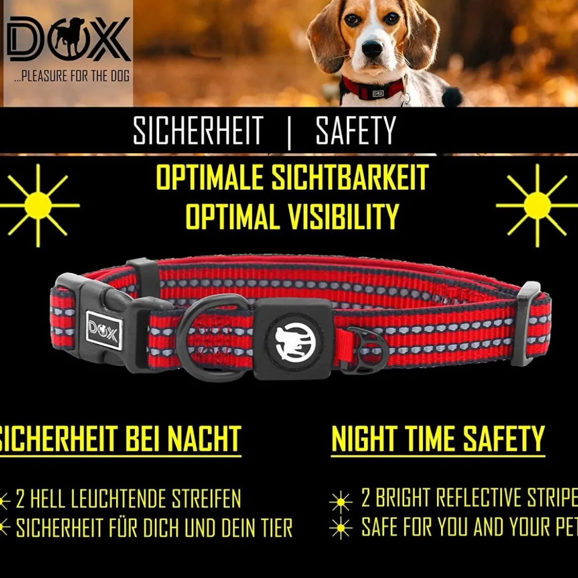 DDOXX Hundehalsband Nylon, reflektierend, verstellbar, gepolstert,Blau, S - B-Ware sehr gut