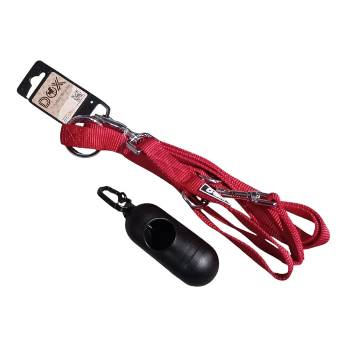 DDOXX Hundeleine Nylon, 3fach verstellbar, 2m Lauf-Leine, M, rot - B-Ware sehr gut