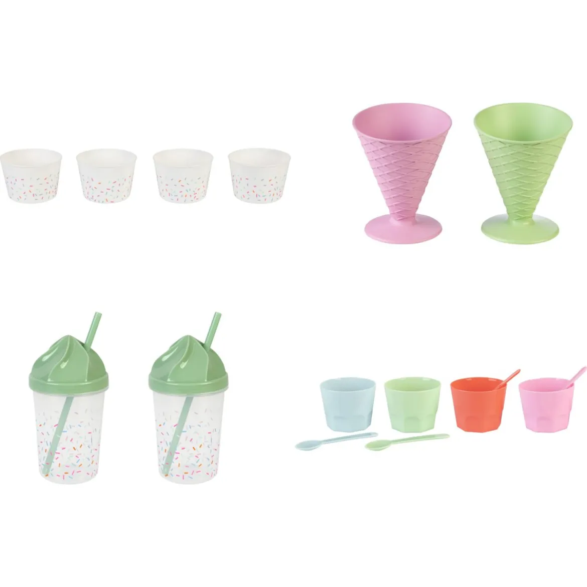 ERNESTO® Eisbecher- Waffelbecher-Set Trinkbecher-Set, BPA-frei - B-Ware