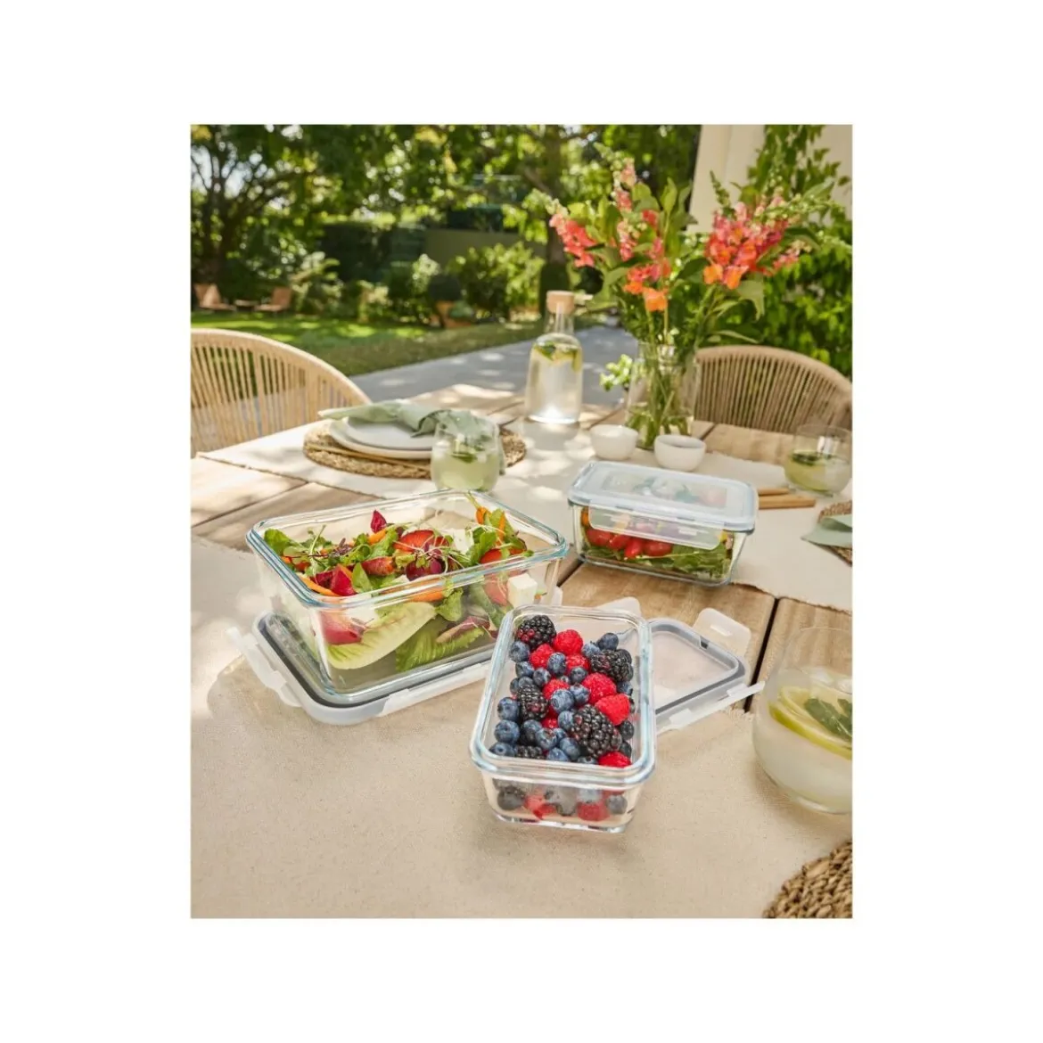 ERNESTO® Glas-Frischhaltedosen, 3-teilig - B-Ware