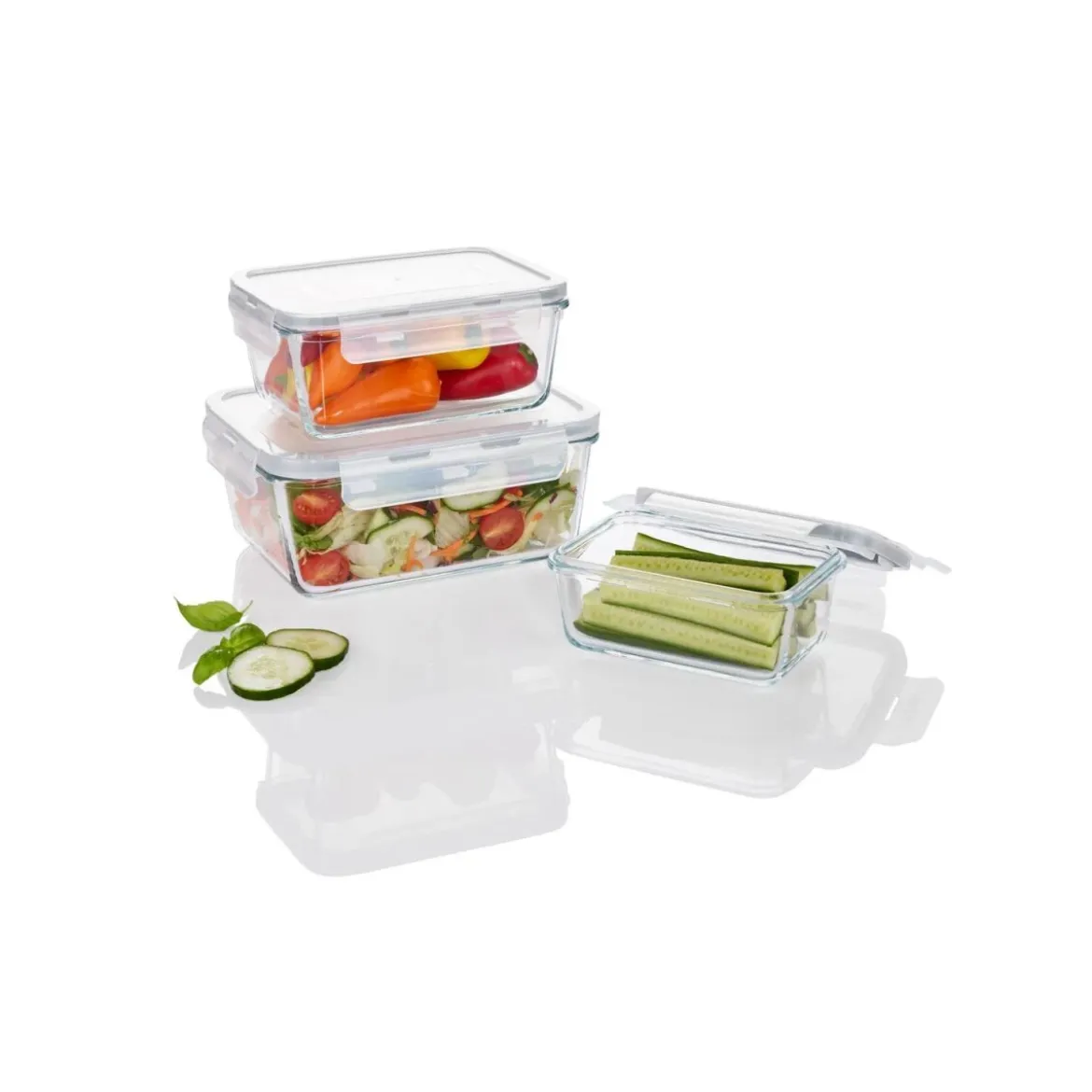 ERNESTO® Glas-Frischhaltedosen, 3-teilig - B-Ware