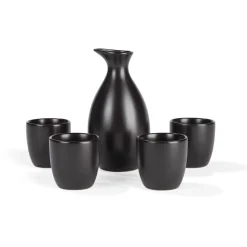 ERNESTO® Sake-Set, 5-teilig, Steingut (Schwarz) - B-Ware sehr gut