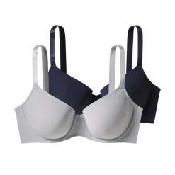 ESMARA Damen Bügel-BHs, 2 Stück, 110D, marineblau/grau - B-Ware neuwertig