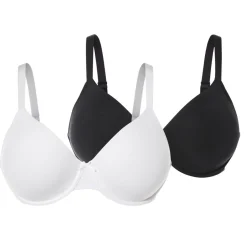esmara® Damen Bügel-BH, 2 Stück, 90D, schwarz/weiß - B-Ware neuwertig