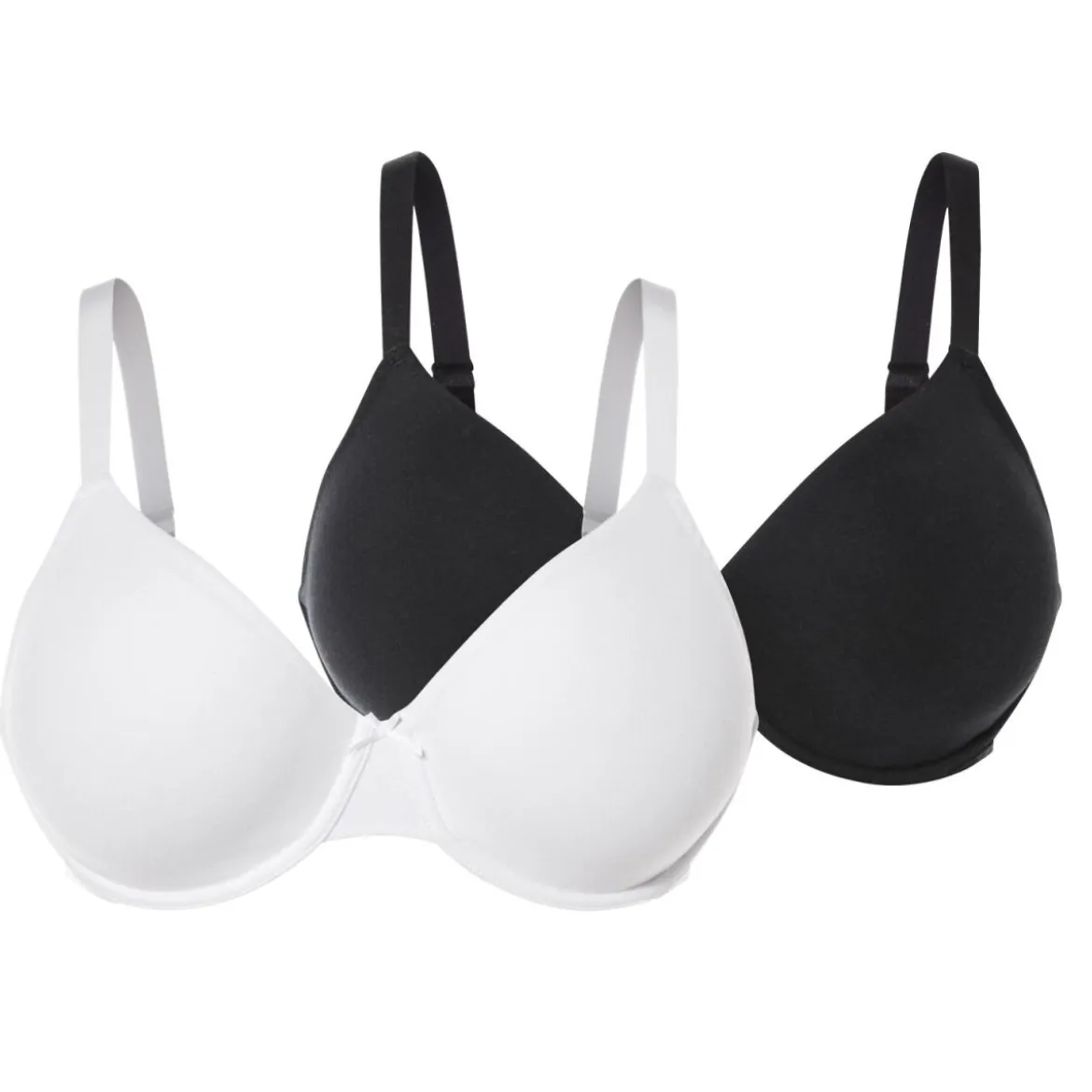 esmara® Damen Bügel-BH, 2 Stück, 90D, schwarz/weiß - B-Ware neuwertig