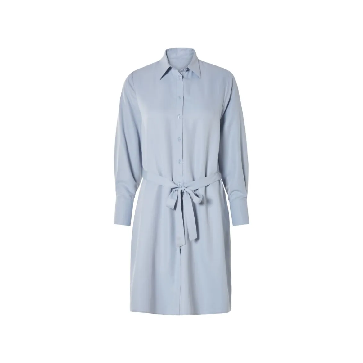 esmara® Damen Blusenkleid mit Bindegürtel in der Taille (hellblau, 36) - B-Ware neuwertig