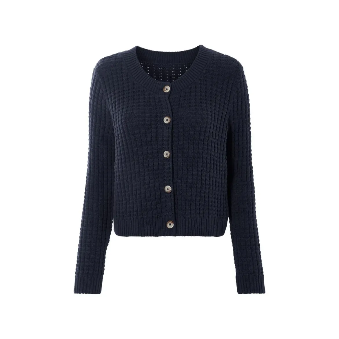 esmara® Damen Cardigan, aus weichem Lochstrick (navy, XS(32/34)) - B-Ware neuwertig