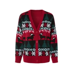 esmara® Damen Cardigan mit weihnachtlichen Motiven (rot, XS(32/34)) - B-Ware neuwertig