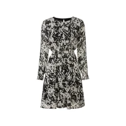 esmara® Damen Chiffon-Kleid mit transparenten Ärmeln (schwarz/weiß, 42) - B-Ware neuwertig