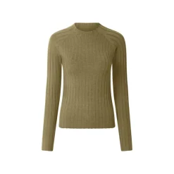 esmara® Damen Gerippter Strickpullover (Olive, XS (32/34)) - B-Ware neuwertig