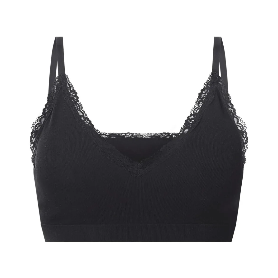 esmara® Damen Geripptes Bustier mit Spitze (Schwarz, S(36/38)) - B-Ware neuwertig