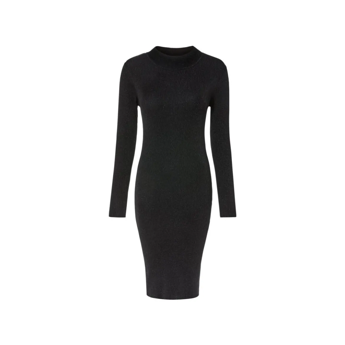 esmara® Damen Geripptes Strickkleid mit edlem Glitzereffekt (schwarz, XS (32/34)) - B-Ware neuwertig