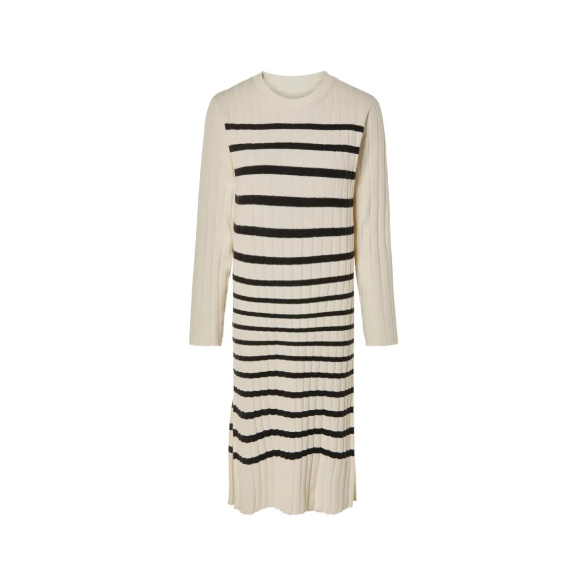 esmara® Damen Geripptes Strickkleid mit Rundhalsausschnitt (Streifen, L (44/46)) - B-Ware neuwertig