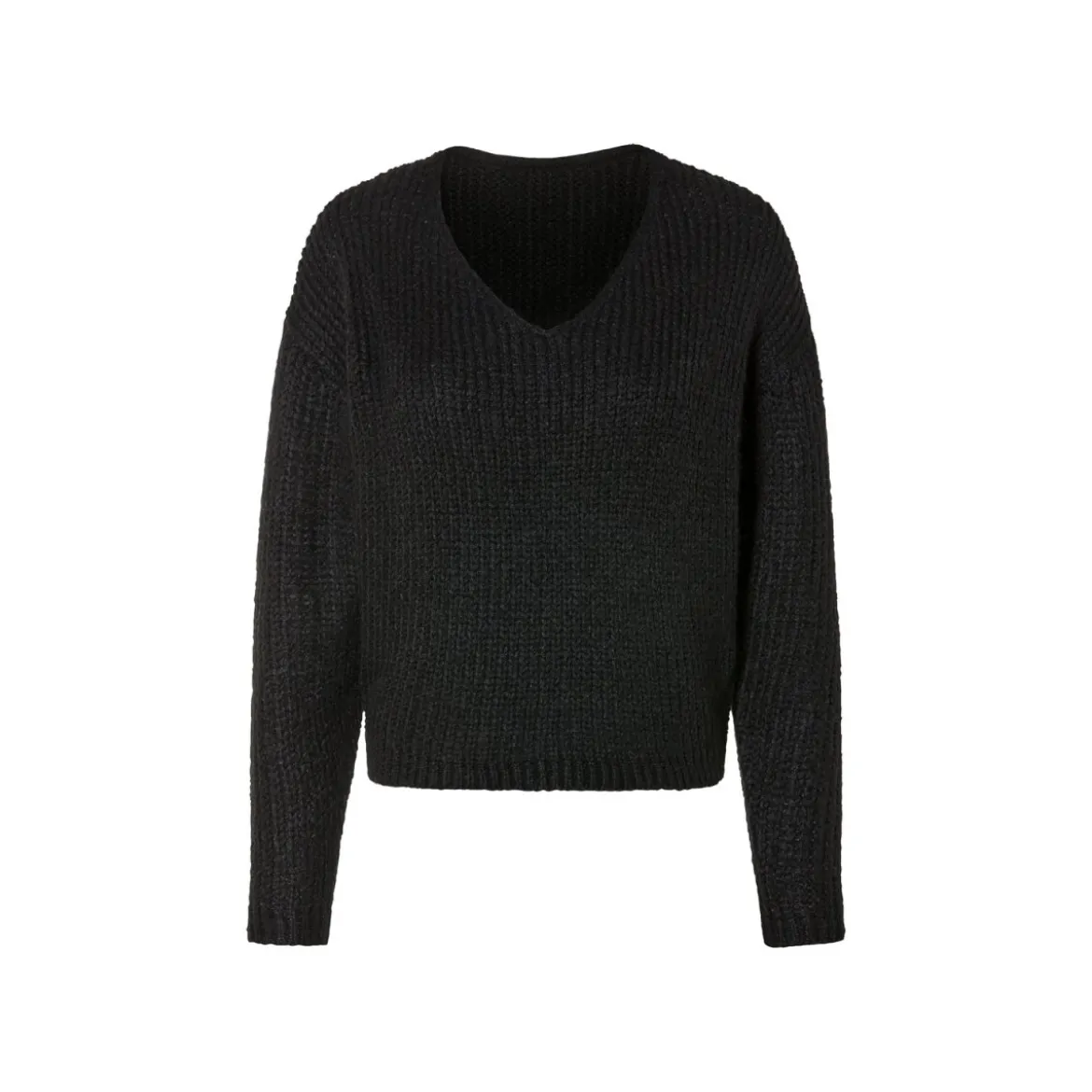 esmara® Damen Grobstrick-Pullover, mit Wollanteil (Schwarz, M(40/42)) - B-Ware neuwertig