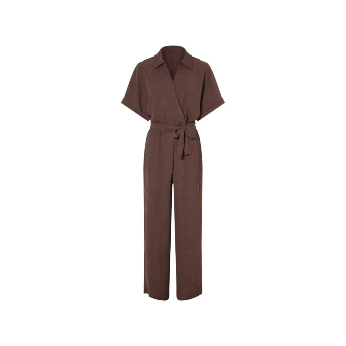 esmara® Damen Jumpsuit, in modischer Crêpe-Struktur (Braun, XS (32/34)) - B-Ware neuwertig