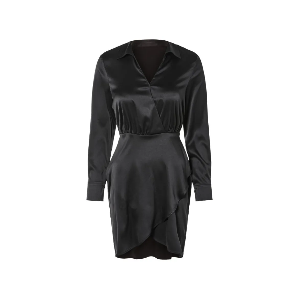 esmara® Damen Kleid, Wickeloptik mit Gummizug (Black, 44) - B-Ware neuwertig