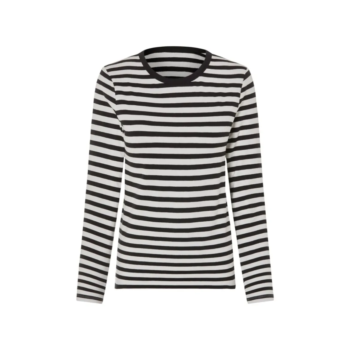esmara® Damen Langarmshirt, 2 Stück, mit Baumwolle (Streifen/weiß/schwarz, L(44/46)) - B-Ware sehr gut