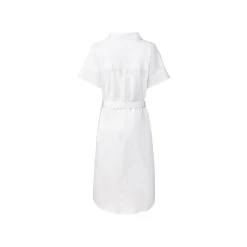 esmara® Damen Leinen-Maxikleid mit Kentkragen und Tunikaausschnitt (weiß, 34) - B-Ware neuwertig