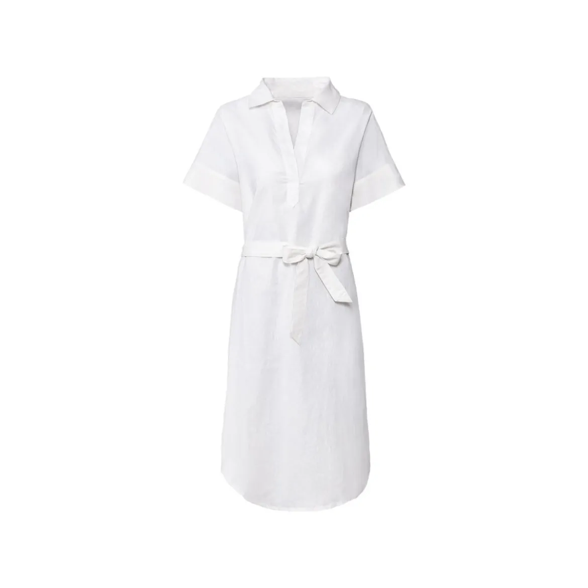 esmara® Damen Leinen-Maxikleid mit Kentkragen und Tunikaausschnitt (weiß, 34) - B-Ware neuwertig