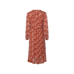 esmara® Damen Midi-Kleid, in moderner 3/4-Länge (gemustert/orange, 44) - B-Ware neuwertig