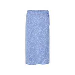 ESMARA® Damen Midi-Wickelrock, mit modischer Crinklestruktur (hellblau mit Blumen, S(36/38)) - B-Ware sehr gut