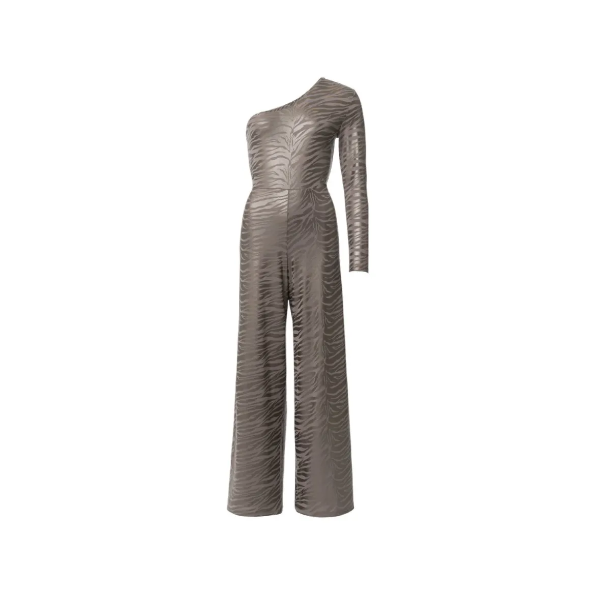 esmara® Damen Oneshoulder-Jumpsuit mit Metallic-Animal-Schimmereffekt (L(44/46)) - B-Ware neuwertig