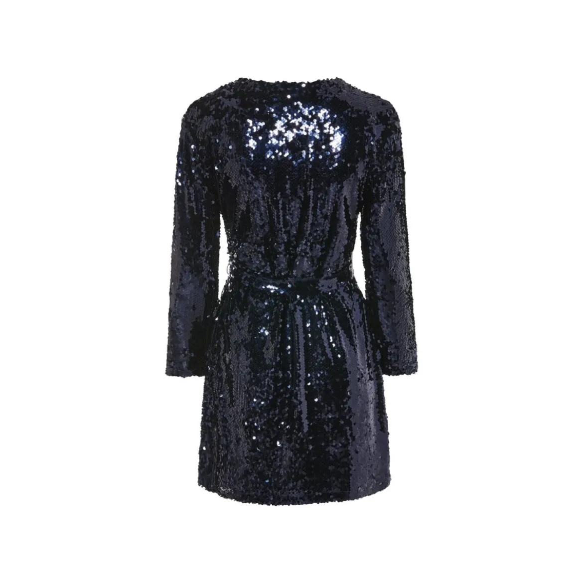 esmara® Damen Pailletten-Kleid / Pailletten-Wickelkleid, mit Rundhalsausschnitt / V-Ausschnitt (Navy, XS(32/34)) - B-Ware Beschädigt