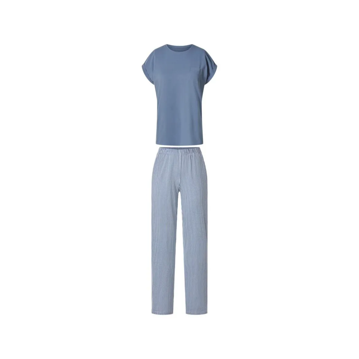 ESMARA® Damen Pyjama (Blau/Weiß, S (36/38)) - B-Ware sehr gut