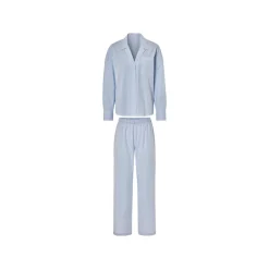 esmara® Damen Pyjama, mit Brusttasche (Blau/Weiß, XS(32/34)) - B-Ware neuwertig