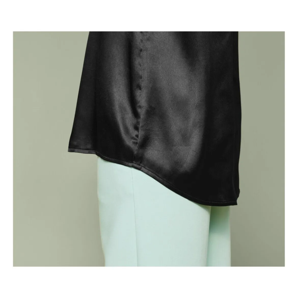 esmara® Damen Satin-Bluse mit Kentkragen (schwarz, 34) - B-Ware neuwertig