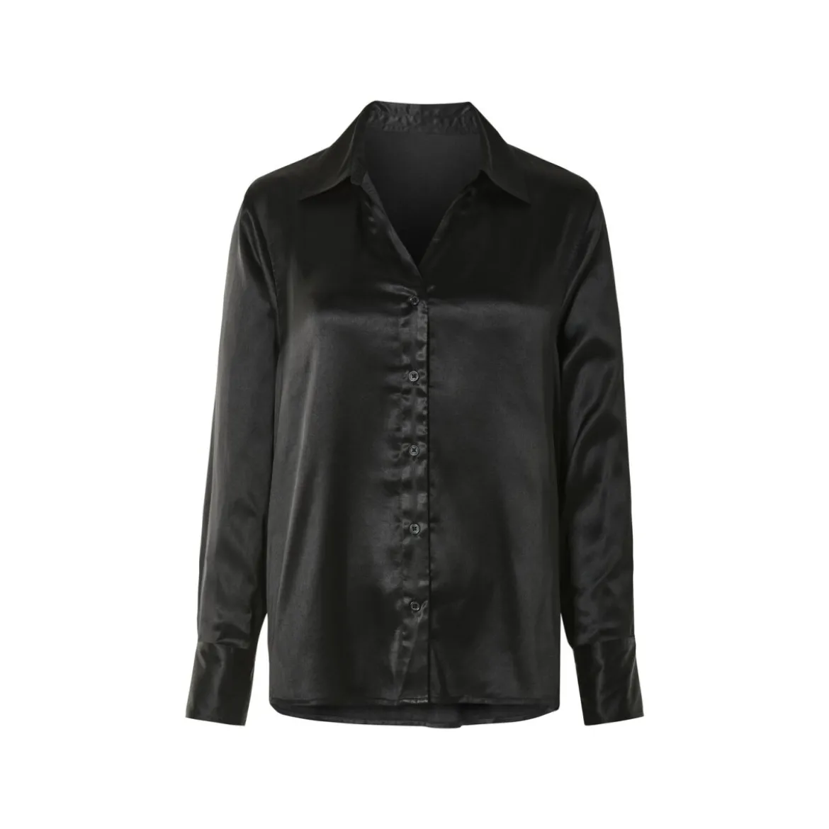 esmara® Damen Satin-Bluse mit Kentkragen (schwarz, 34) - B-Ware neuwertig