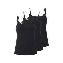 esmara® Damen-Spaghettiträgerhemden, 3 Stück, M, schwarz - B-Ware sehr gut
