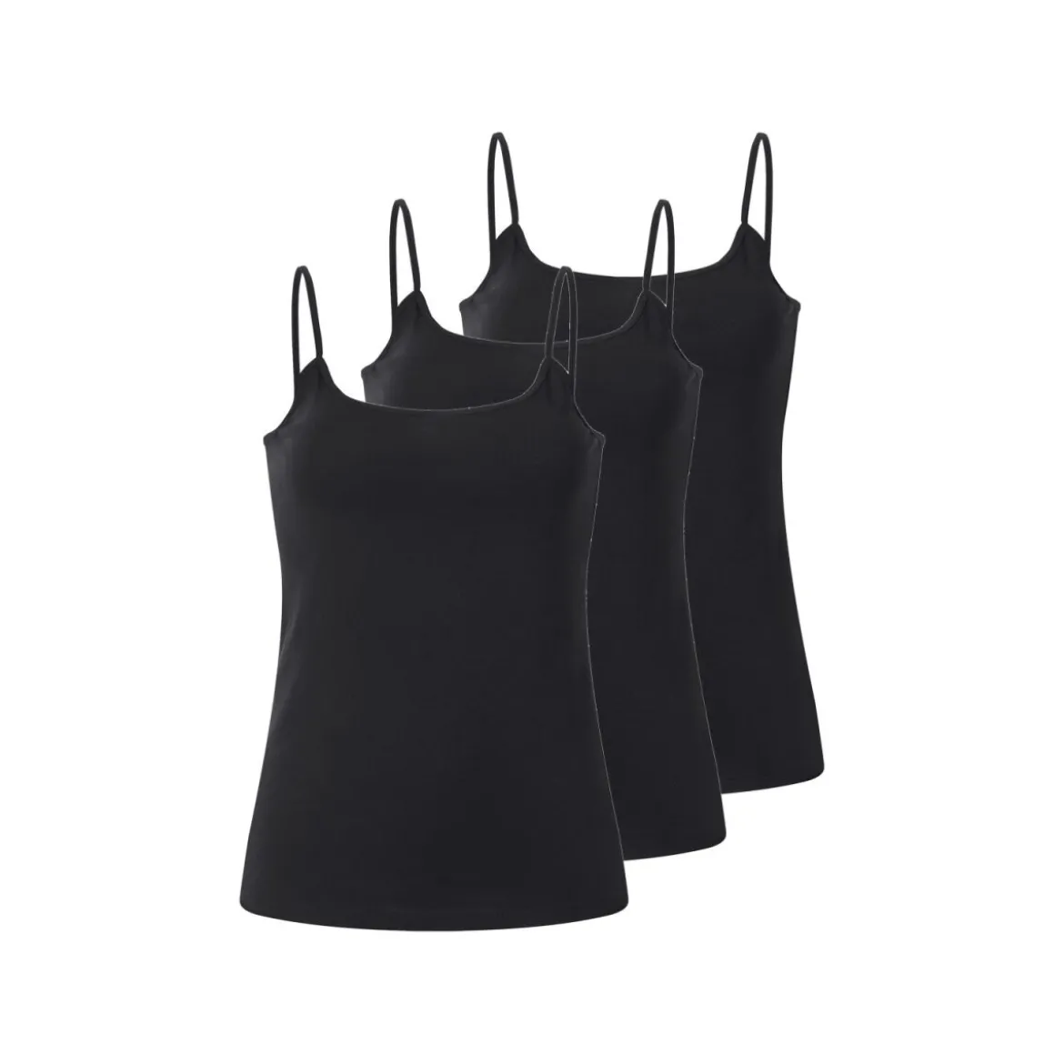 esmara® Damen-Spaghettiträgerhemden, 3 Stück, M, schwarz - B-Ware sehr gut