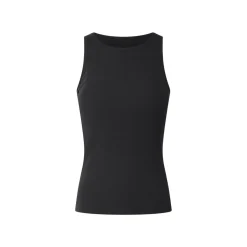 esmara® Damen-Top, gerippt, mit integriertem BH, M, schwarz - B-Ware neuwertig