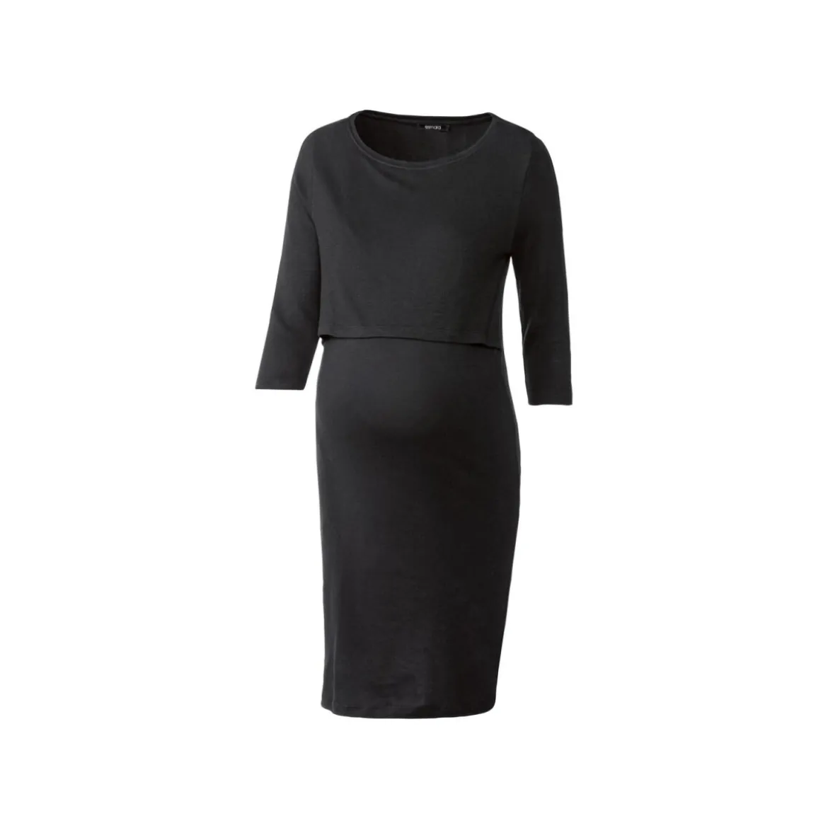 esmara® Damen Umstandskleid mit 3/4-Ärmeln, leger geschnitten (schwarz, S (36/38)) - B-Ware neuwertig