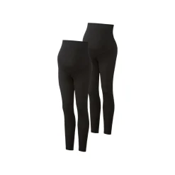 esmara® Damen Umstandsleggings, 2 Stück, mit Bio-Baumwolle (schwarz, XS(32/34)) - B-Ware neuwertig