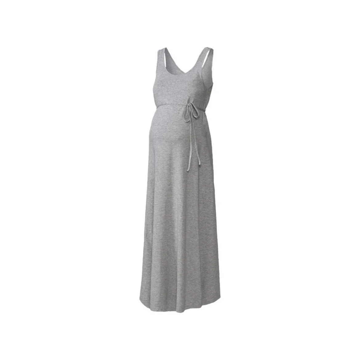 esmara® Damen Umstands-Maxikleid mit Bindeband (grau, XS(32/34)) - B-Ware neuwertig
