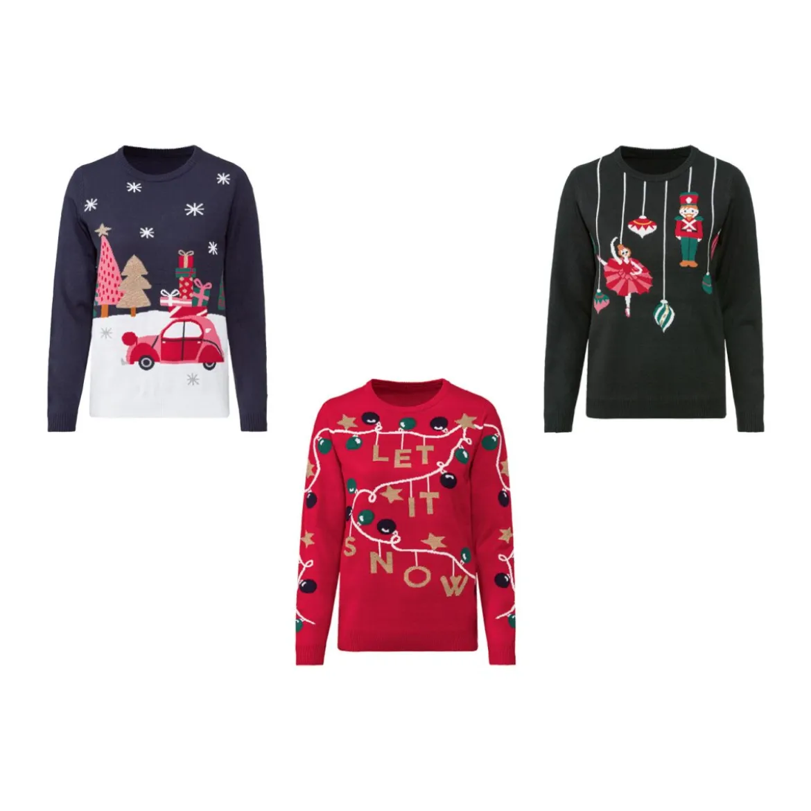 esmara Damen Weihnachtspullover mit LED-Effekt - B-Ware