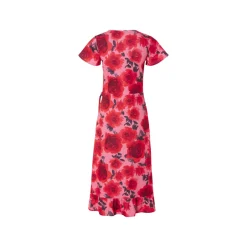 esmara® Damen Wickelkleid mit verspielten Volants (Muster pink/rot, S) - B-Ware neuwertig