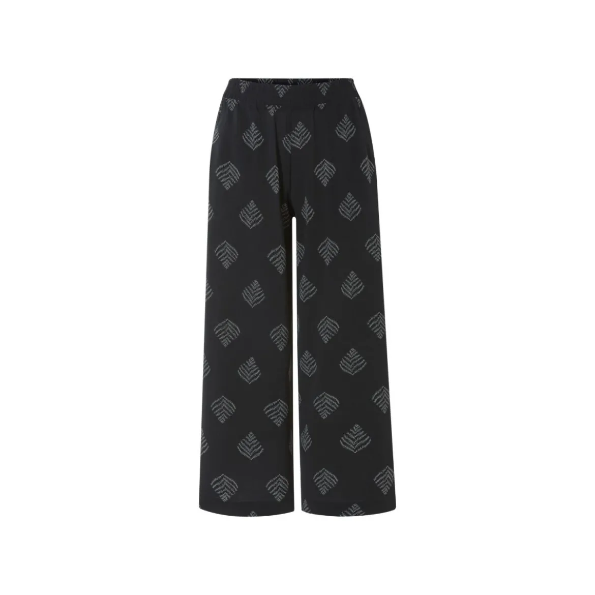ESMARA® Damen Wide-Leg Hose, modische 7/8-Länge (Muster/schwarz, 42) - B-Ware neuwertig