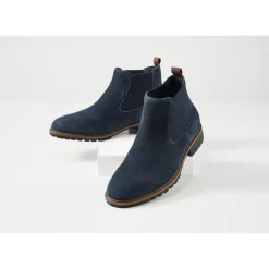 esmara® Herren Lederstiefeletten, 43, marineblau - B-Ware neuwertig
