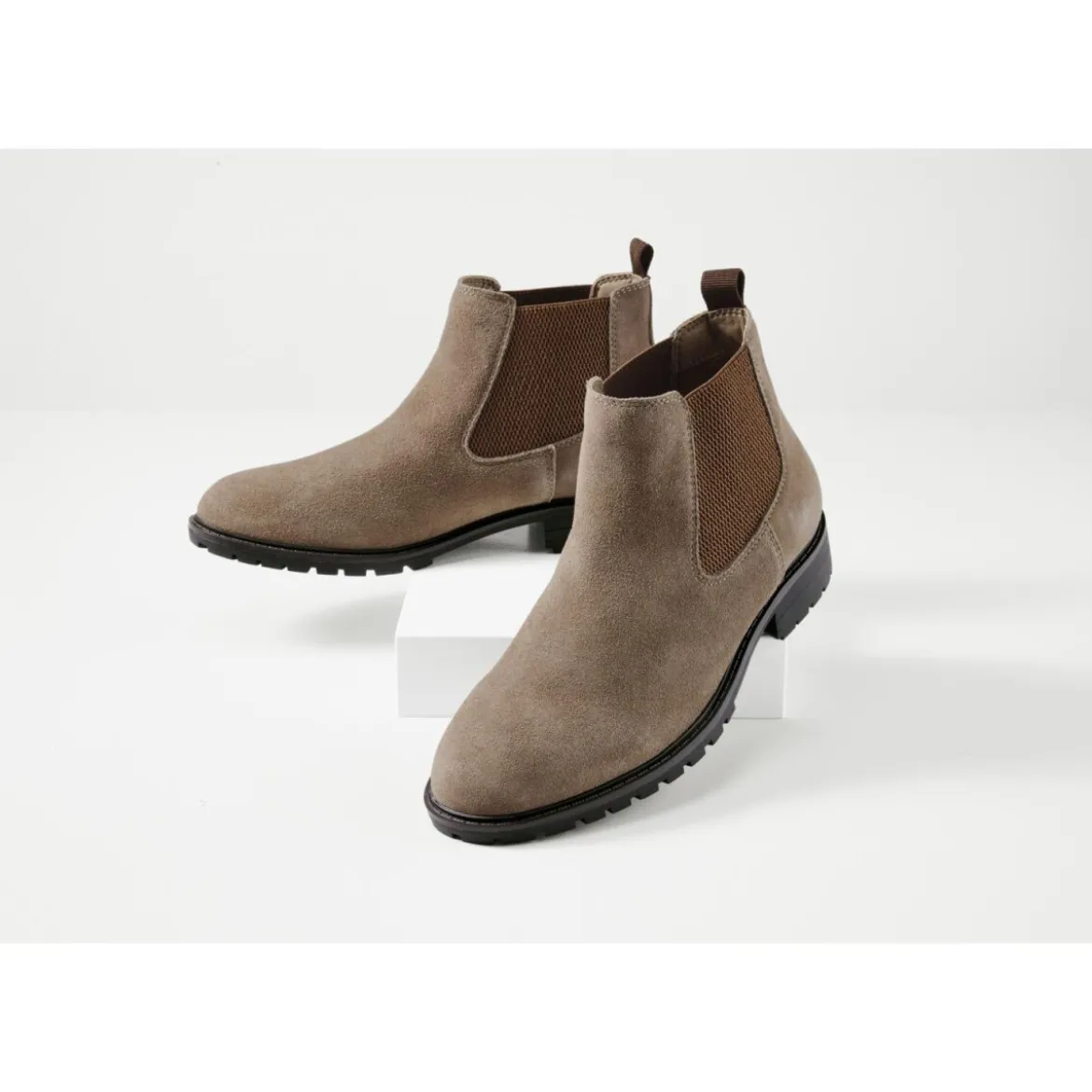 esmara® Herren-Lederstiefeletten, 41, taupe - B-Ware sehr gut