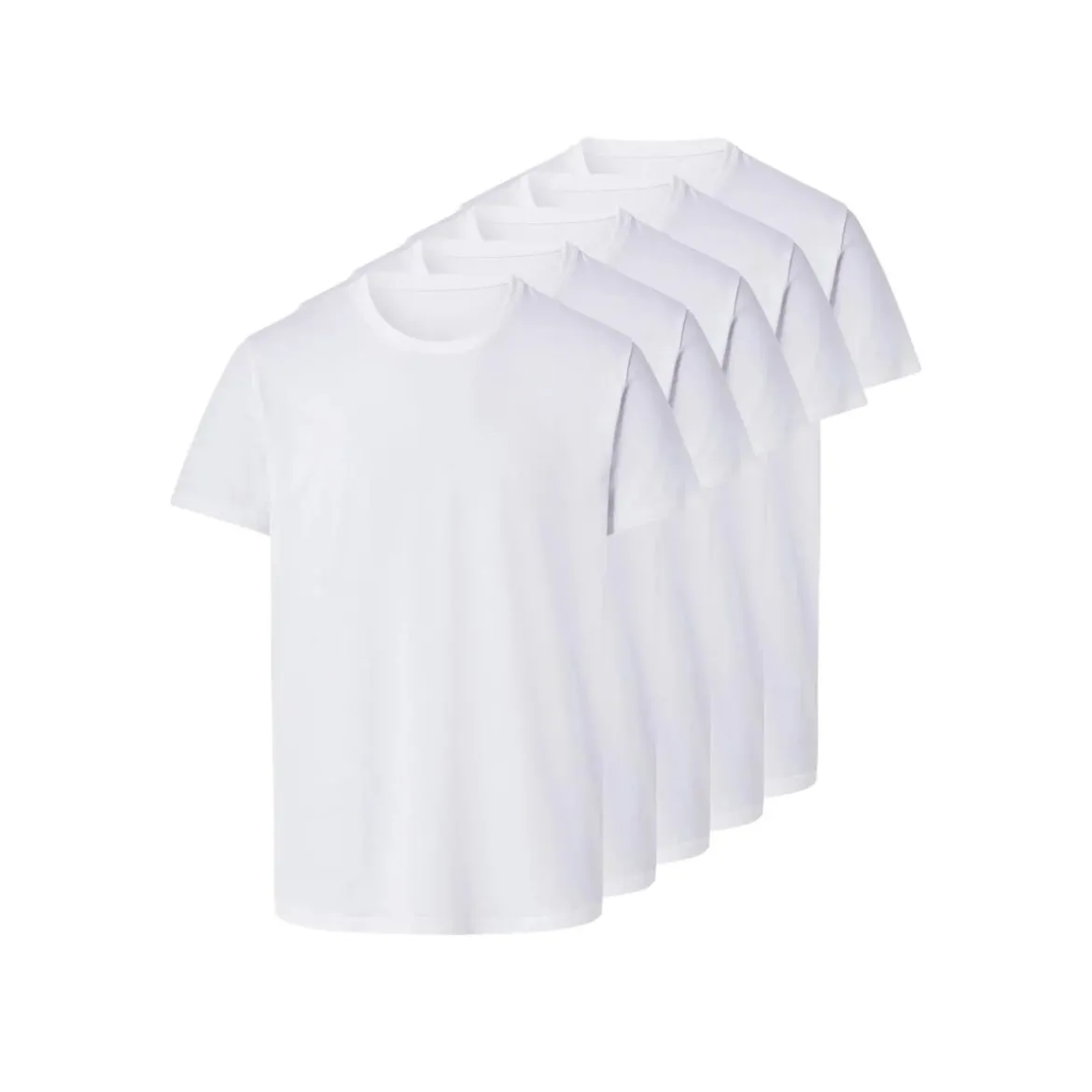 esmara® MEN Herren-T-Shirts, 5 Stück, M, weiß - B-Ware neuwertig