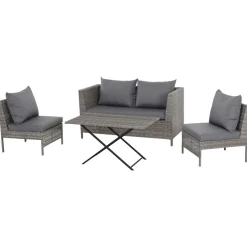 Gardamo Vigo Lounge Set, aus Geflecht Mix, 4-teilig, grau - B-Ware