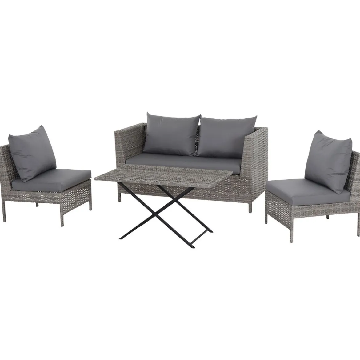 Gardamo Vigo Lounge Set, aus Geflecht Mix, 4-teilig, grau - B-Ware