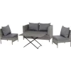 Gardamo Vigo Lounge Set, aus Geflecht Mix, 4-teilig, grau - B-Ware Transportschaden